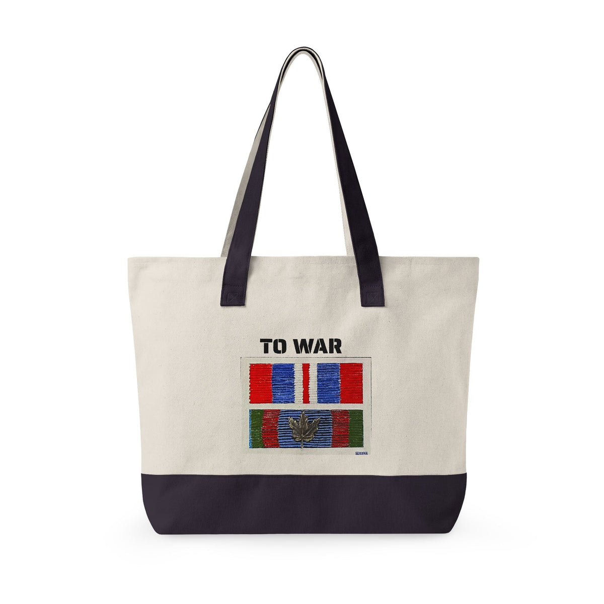 Canvas Tote — 'Art Goes to War' Graphic Zippered Tote Bag — product photograph
