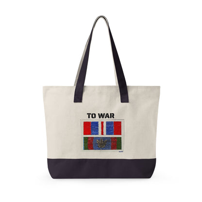 Canvas Tote — 'Art Goes to War' Graphic Zippered Tote Bag - Art goes to War