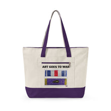 Canvas Tote — "Art Goes to War" Graphic Zippered Tote Bag — product photograph