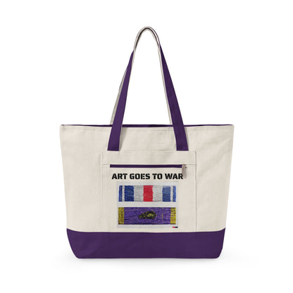 Canvas Tote — "Art Goes to War" Graphic Zippered Tote Bag - Art goes to War