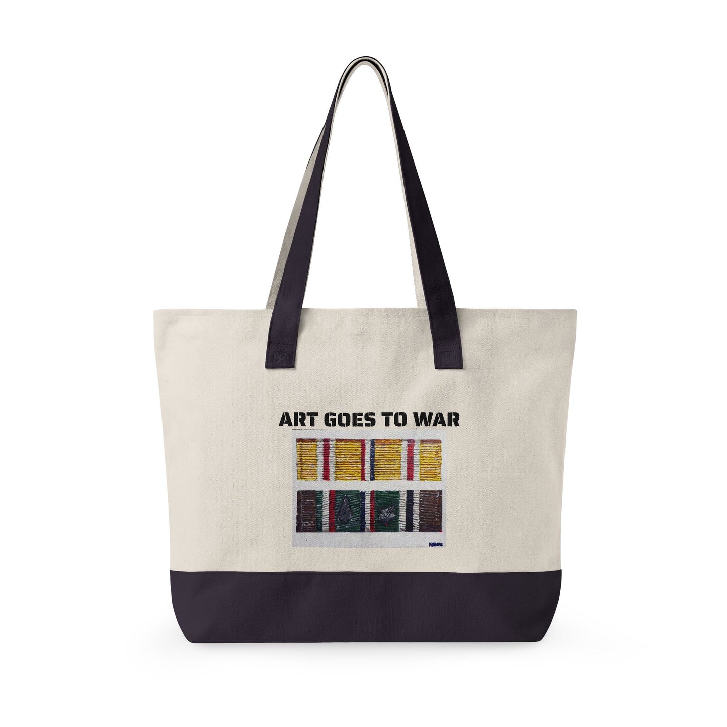 Canvas Tote — "Art Goes to War" Graphic Zippered Tote Bag - Art goes to War