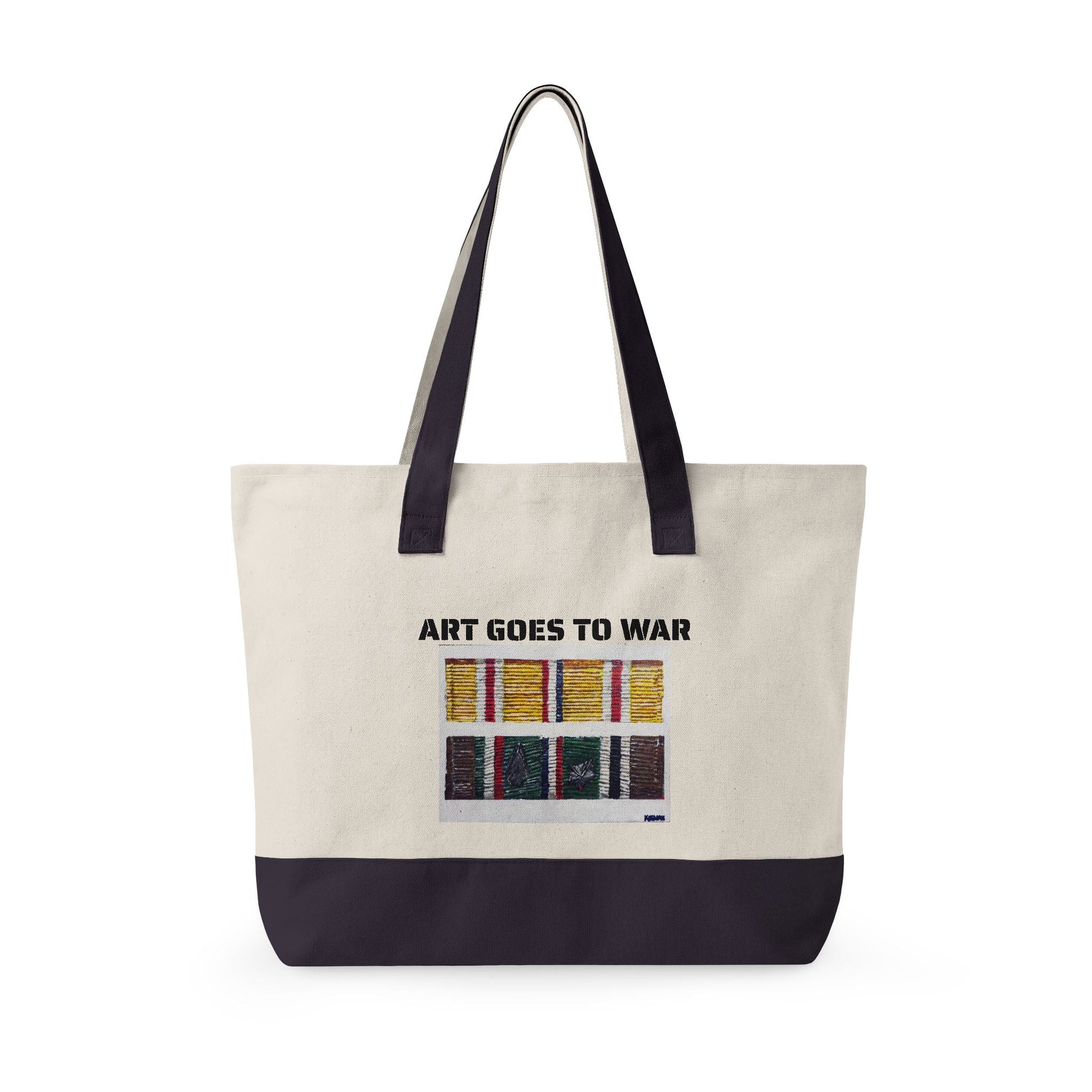 Canvas Tote — "Art Goes to War" Graphic Zippered Tote Bag - Art goes to War