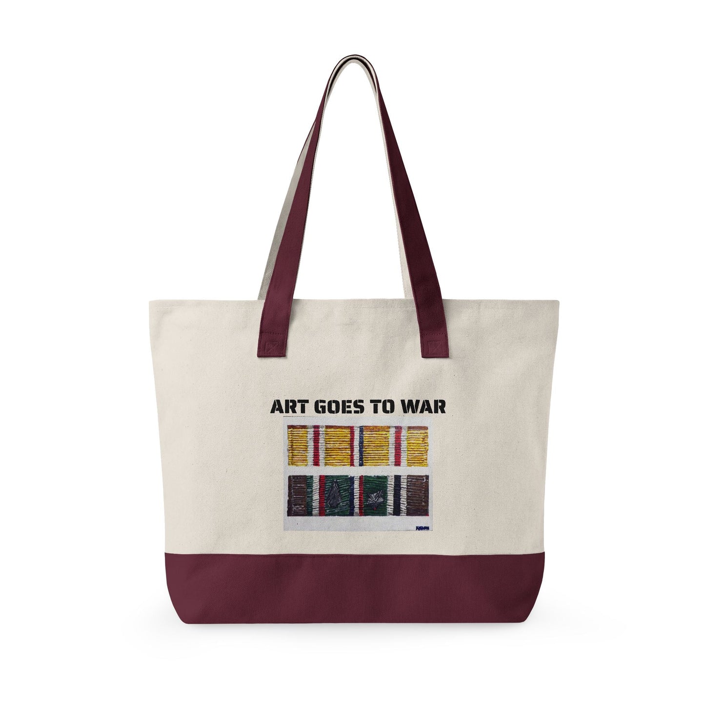 Canvas Tote — "Art Goes to War" Graphic Zippered Tote Bag - Art goes to War