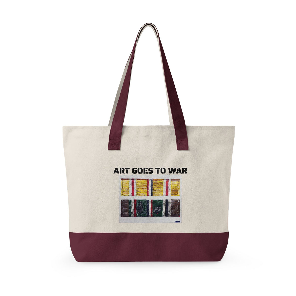 Canvas Tote — "Art Goes to War" Graphic Zippered Tote Bag - Art goes to War