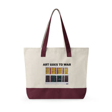 Canvas Tote — "Art Goes to War" Graphic Zippered Tote Bag — product photograph