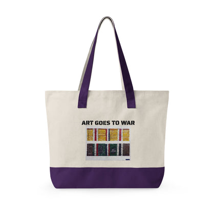 Canvas Tote — "Art Goes to War" Graphic Zippered Tote Bag - Art goes to War