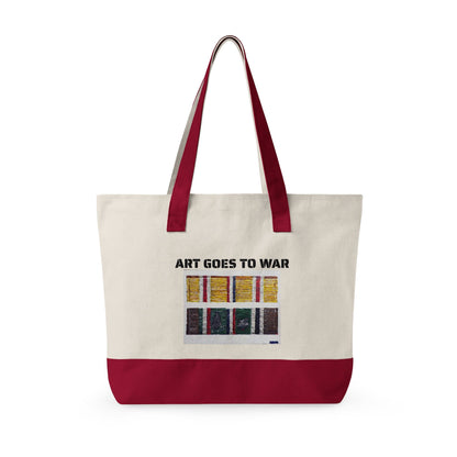 Canvas Tote — "Art Goes to War" Graphic Zippered Tote Bag - Art goes to War