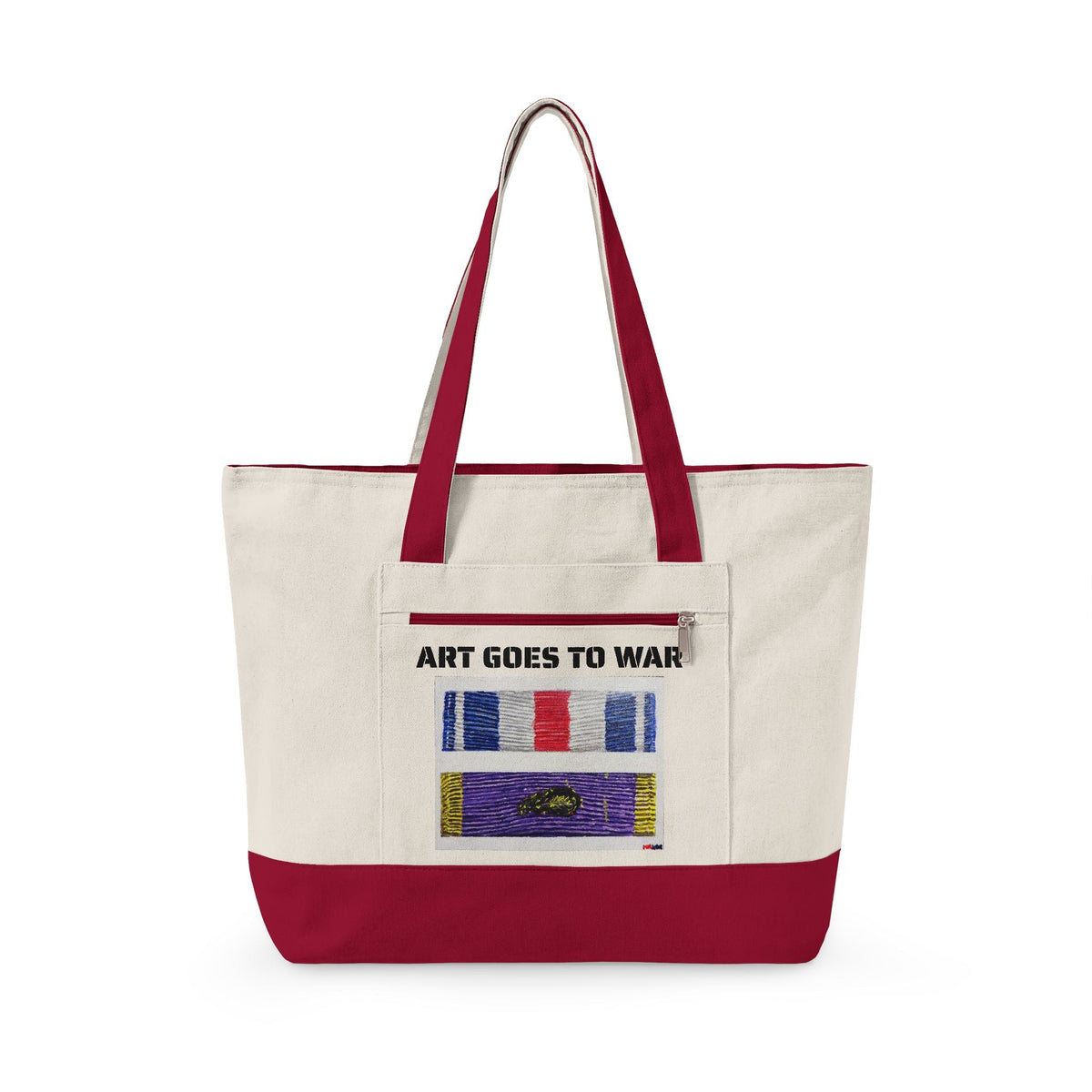 Canvas Tote — "Art Goes to War" Graphic Zippered Tote Bag - Art goes to War
