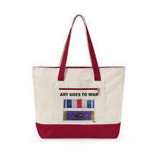 Canvas Tote — "Art Goes to War" Graphic Zippered Tote Bag — product photograph