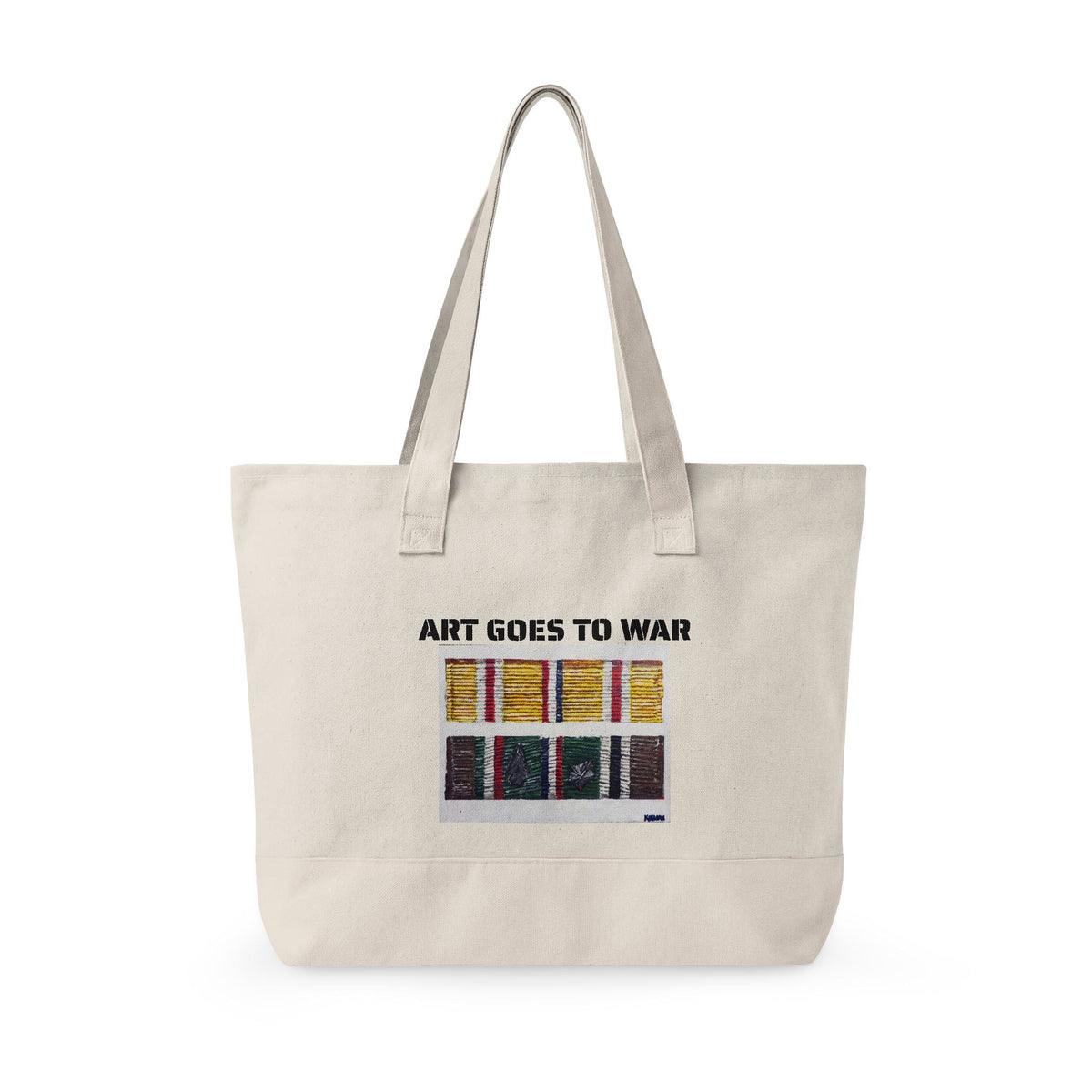 Canvas Tote — "Art Goes to War" Graphic Zippered Tote Bag - Art goes to War