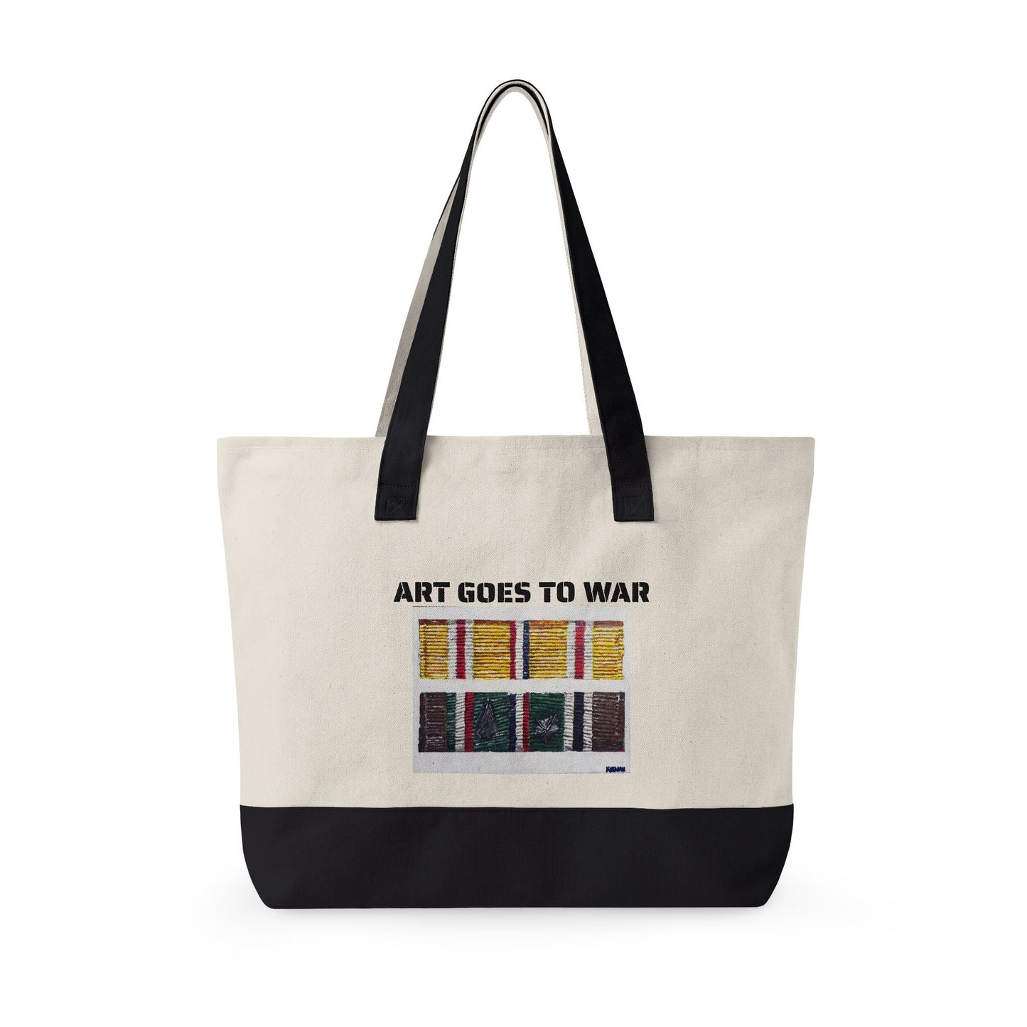 Canvas Tote — "Art Goes to War" Graphic Zippered Tote Bag - Art goes to War