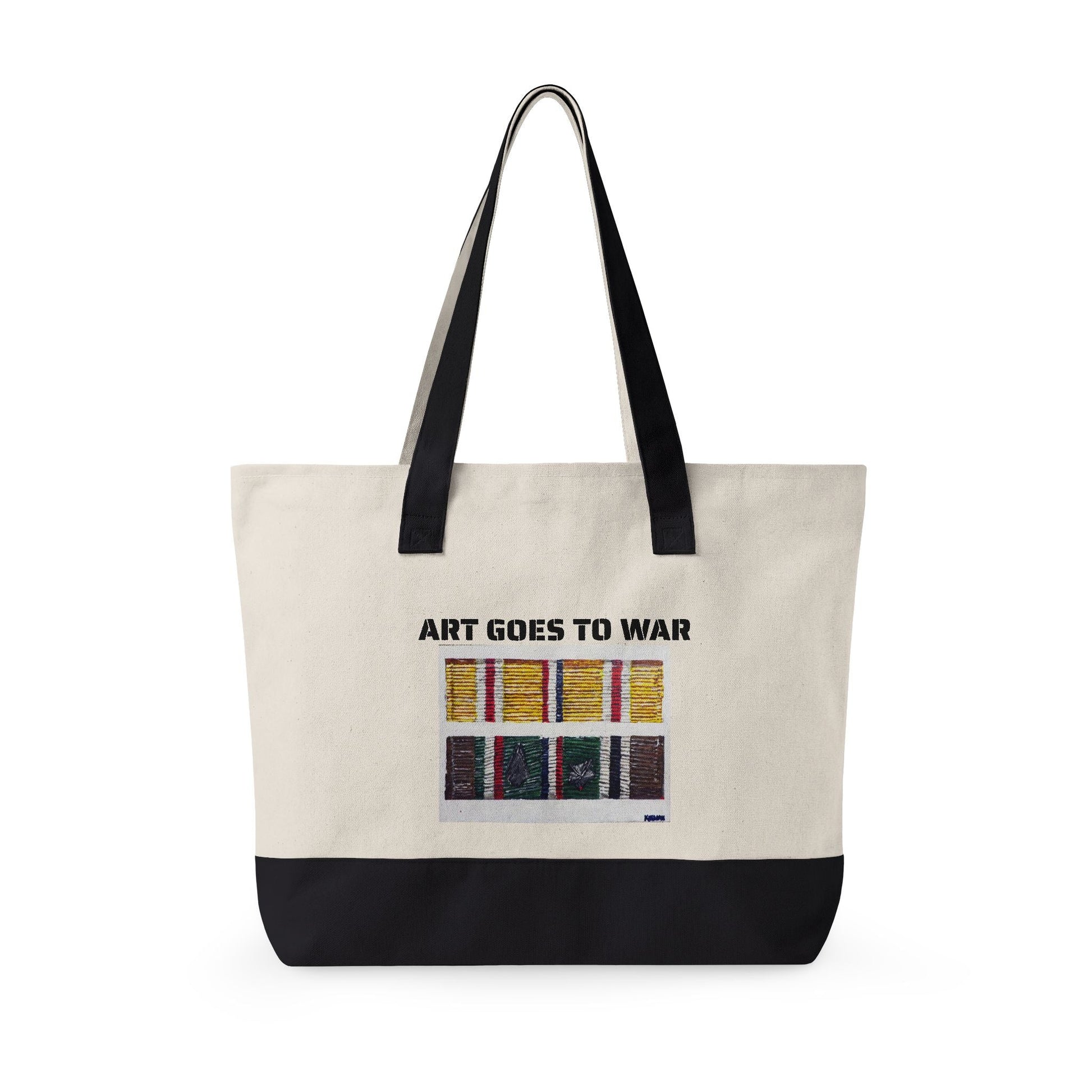 Canvas Tote — "Art Goes to War" Graphic Zippered Tote Bag - Art goes to War