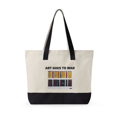 Canvas Tote — "Art Goes to War" Graphic Zippered Tote Bag - Art goes to War