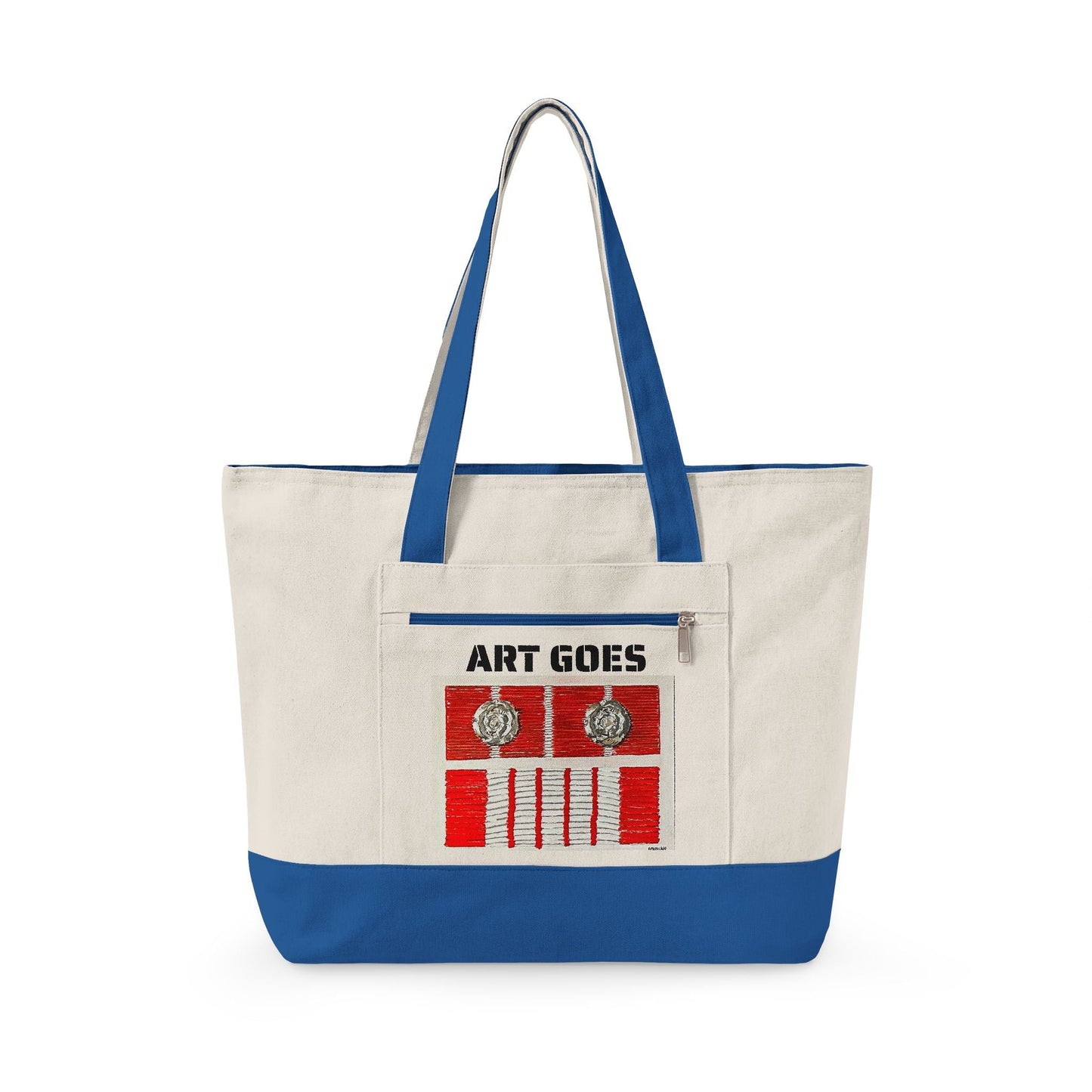 Canvas Tote — 'Art Goes to War' Graphic Zippered Tote Bag - Art goes to War