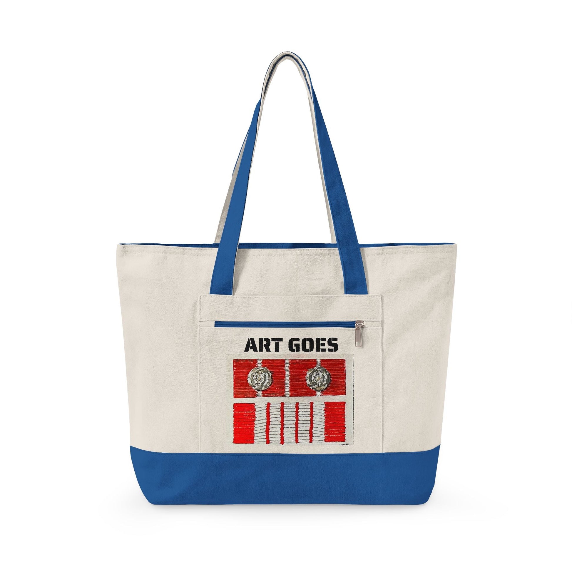 Canvas Tote — 'Art Goes to War' Graphic Zippered Tote Bag - Art goes to War