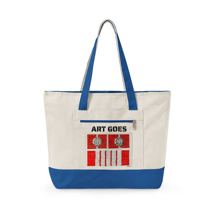 Canvas Tote — 'Art Goes to War' Graphic Zippered Tote Bag - Art goes to War