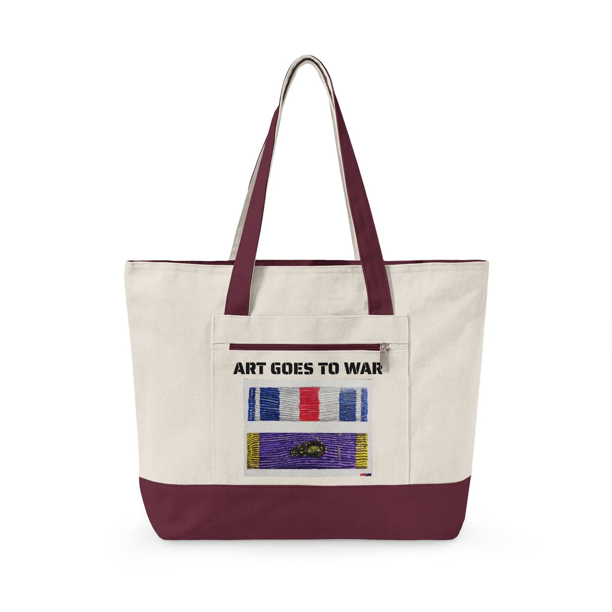 Canvas Tote — "Art Goes to War" Graphic Zippered Tote Bag - Art goes to War