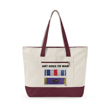 Canvas Tote — "Art Goes to War" Graphic Zippered Tote Bag — product photograph