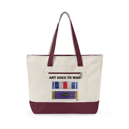 Canvas Tote — "Art Goes to War" Graphic Zippered Tote Bag - Art goes to War