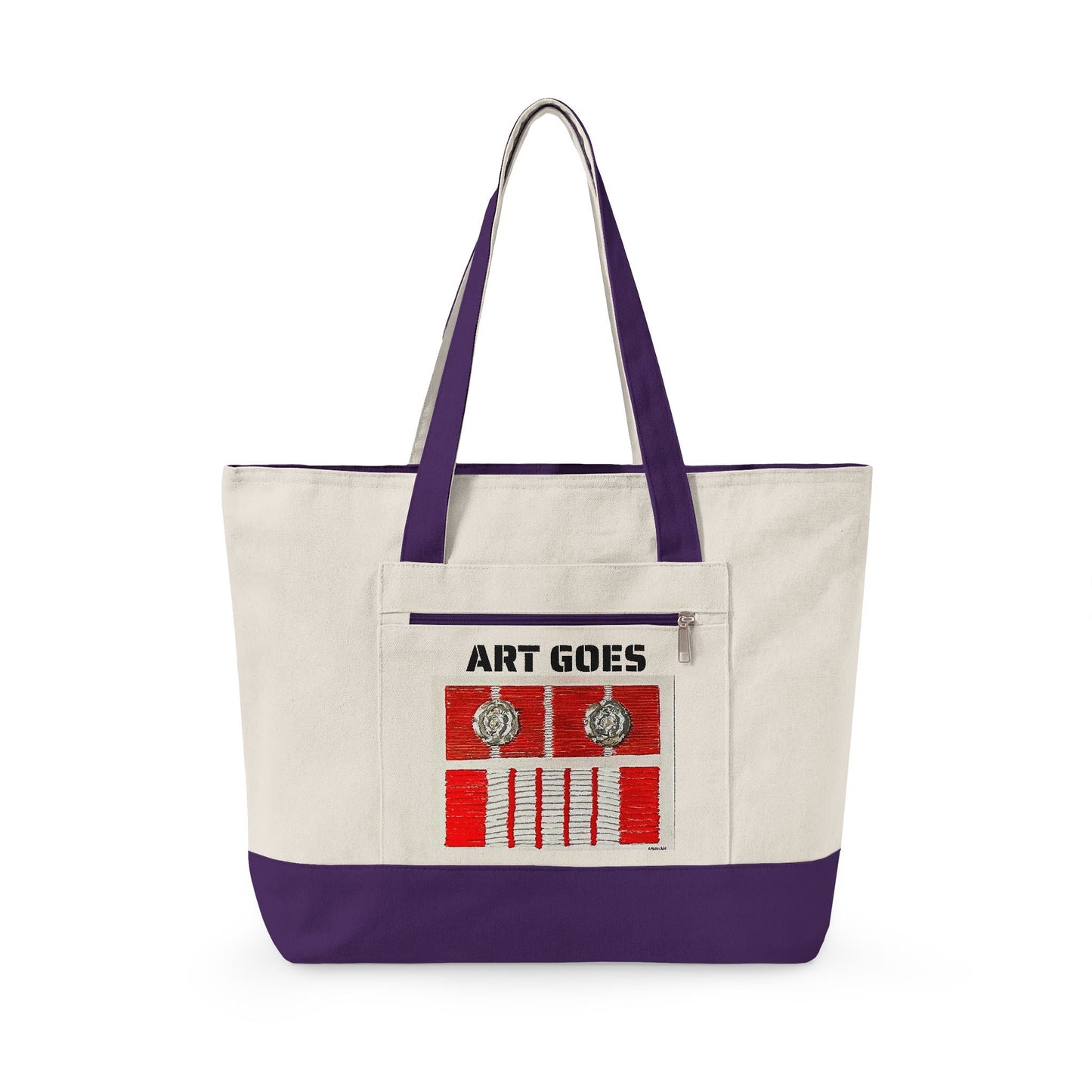 Canvas Tote — 'Art Goes to War' Graphic Zippered Tote Bag - Art goes to War