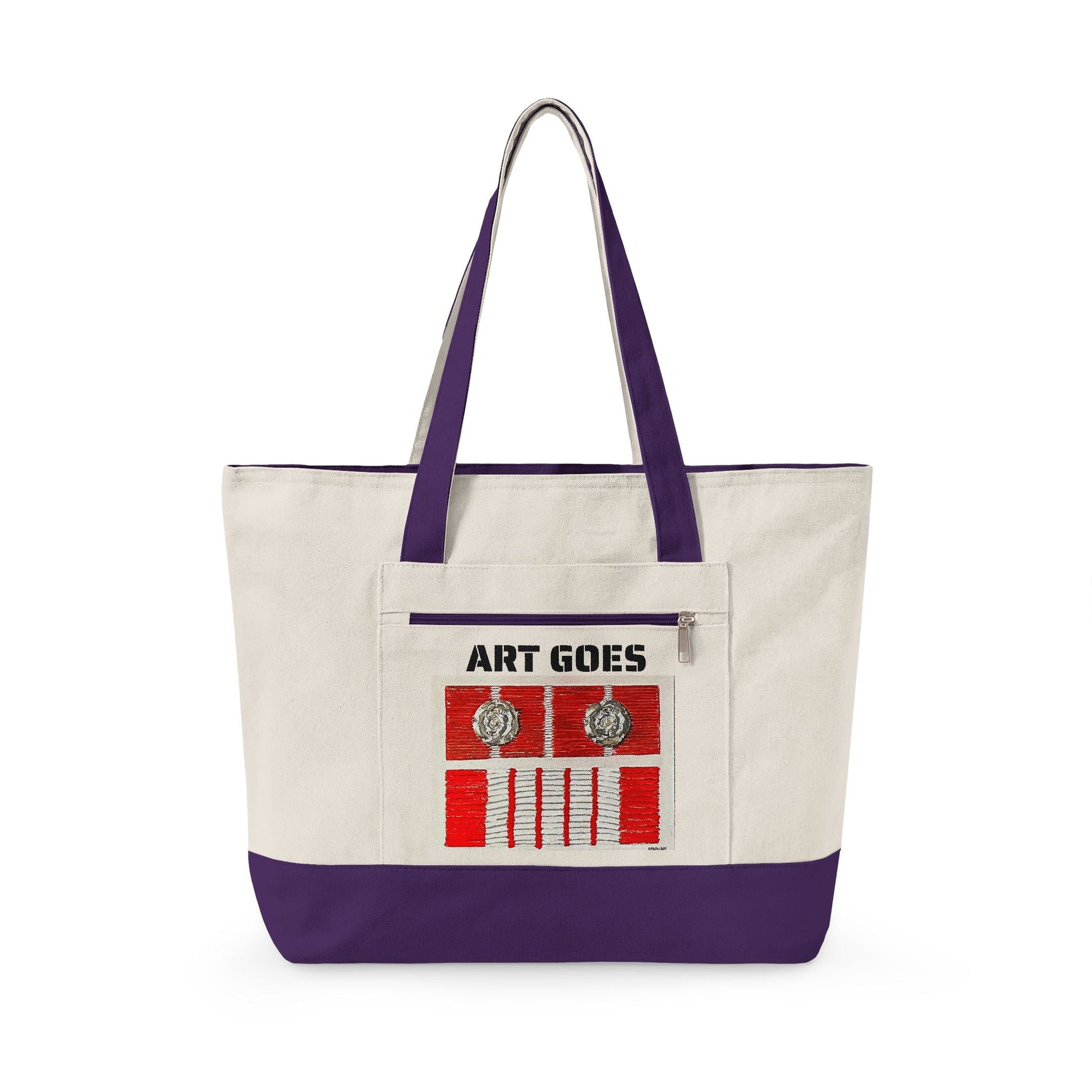 Canvas Tote — 'Art Goes to War' Graphic Zippered Tote Bag - Art goes to War