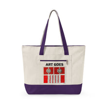Canvas Tote — 'Art Goes to War' Graphic Zippered Tote Bag — product photograph