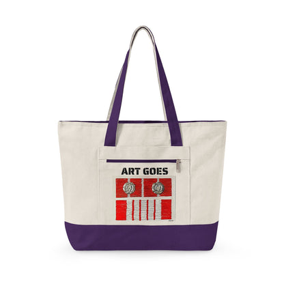 Canvas Tote — 'Art Goes to War' Graphic Zippered Tote Bag - Art goes to War