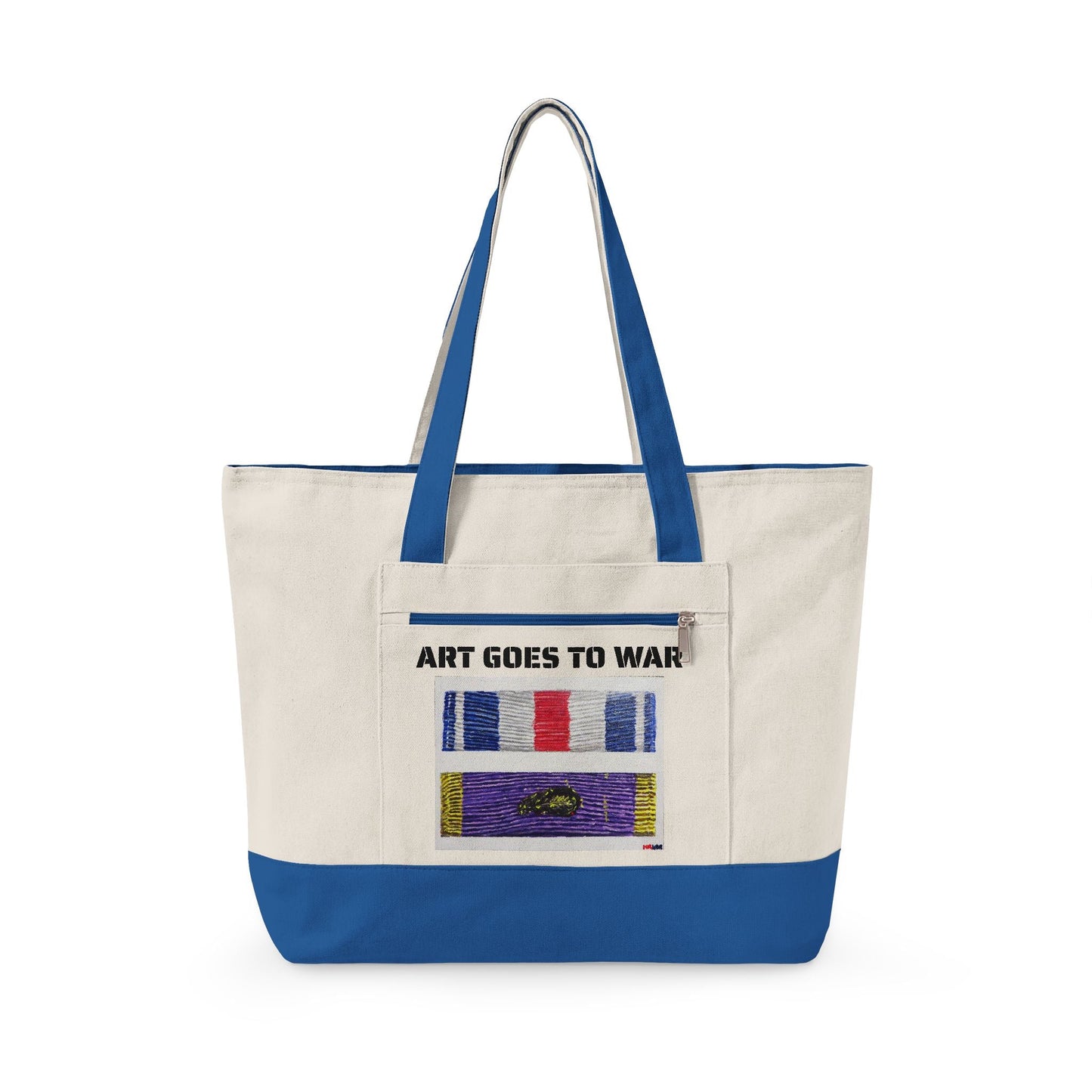 Canvas Tote — "Art Goes to War" Graphic Zippered Tote Bag - Art goes to War