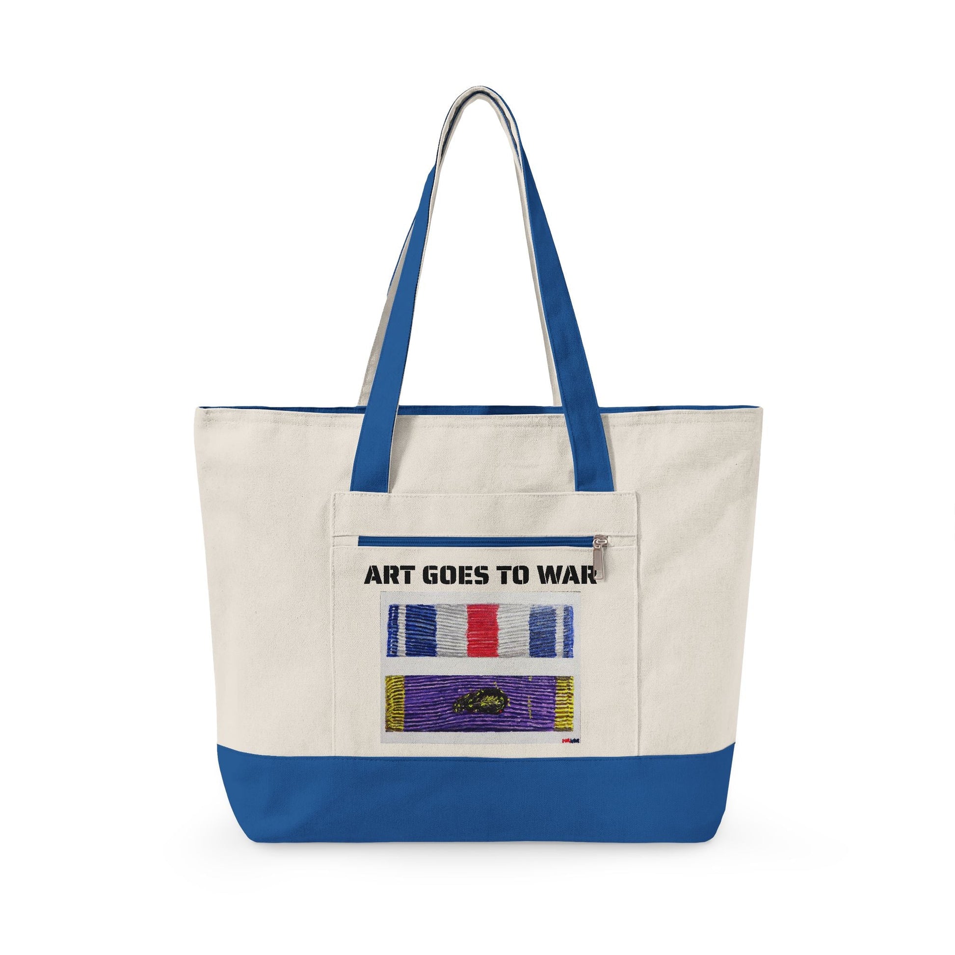 Canvas Tote — "Art Goes to War" Graphic Zippered Tote Bag - Art goes to War