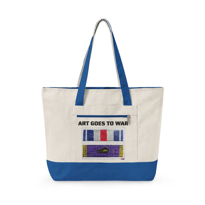 Canvas Tote — "Art Goes to War" Graphic Zippered Tote Bag - Art goes to War