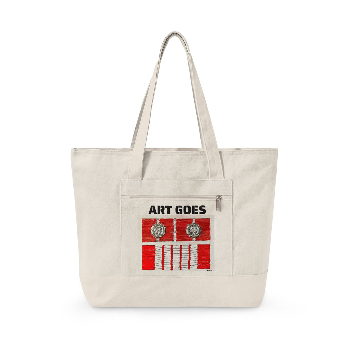 Canvas Tote — 'Art Goes to War' Graphic Zippered Tote Bag - Art goes to War