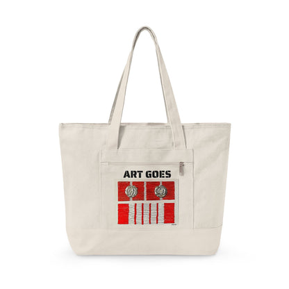 Canvas Tote — 'Art Goes to War' Graphic Zippered Tote Bag - Art goes to War