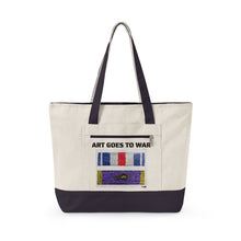 Canvas Tote — "Art Goes to War" Graphic Zippered Tote Bag — product photograph