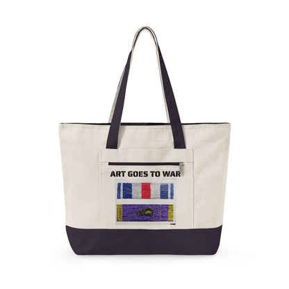 Canvas Tote — "Art Goes to War" Graphic Zippered Tote Bag - Art goes to War