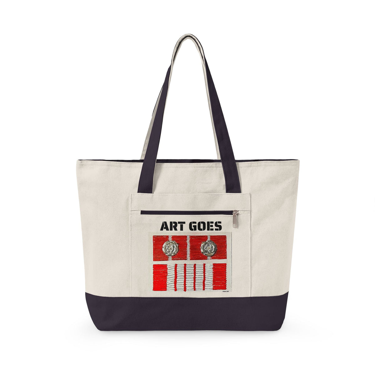 Canvas Tote — 'Art Goes to War' Graphic Zippered Tote Bag - Art goes to War