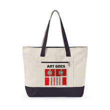 Canvas Tote — 'Art Goes to War' Graphic Zippered Tote Bag — product photograph
