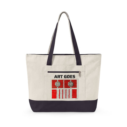 Canvas Tote — 'Art Goes to War' Graphic Zippered Tote Bag - Art goes to War