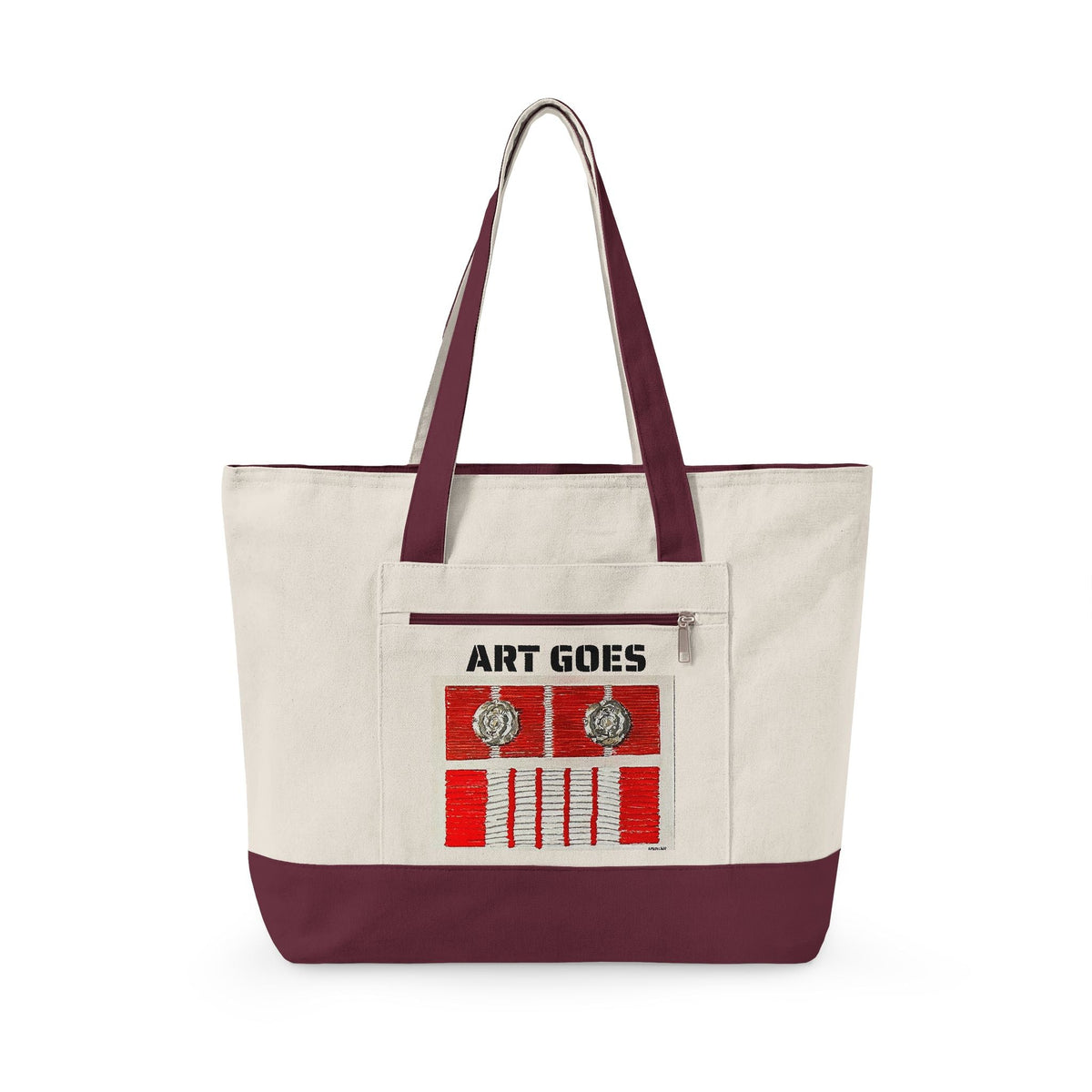Canvas Tote — 'Art Goes to War' Graphic Zippered Tote Bag - Art goes to War