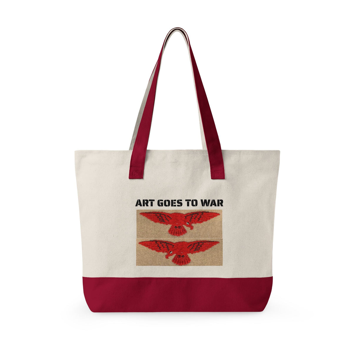 Canvas Tote Bag — "Art Goes to War" Graphic Zippered Tote - Art goes to War