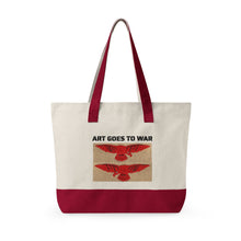 Canvas Tote Bag — "Art Goes to War" Graphic Zippered Tote — product photograph