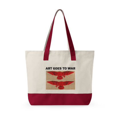 Canvas Tote Bag — "Art Goes to War" Graphic Zippered Tote - Art goes to War