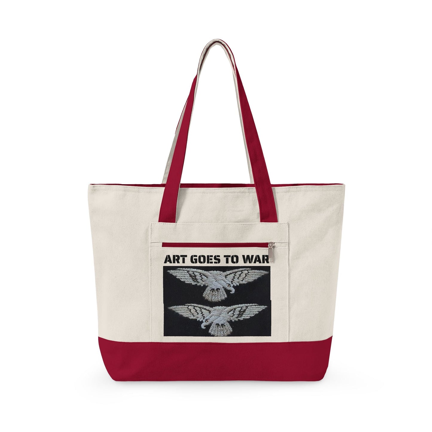 Canvas Tote Bag — "Art Goes to War" Graphic Zippered Tote - Art goes to War