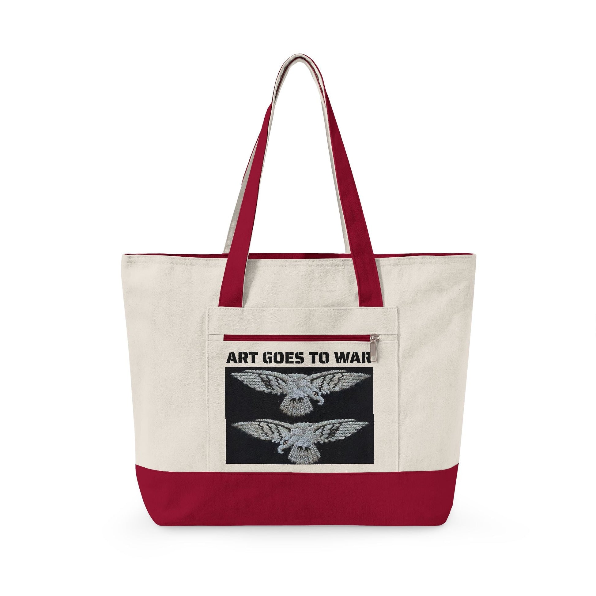 Canvas Tote Bag — "Art Goes to War" Graphic Zippered Tote - Art goes to War