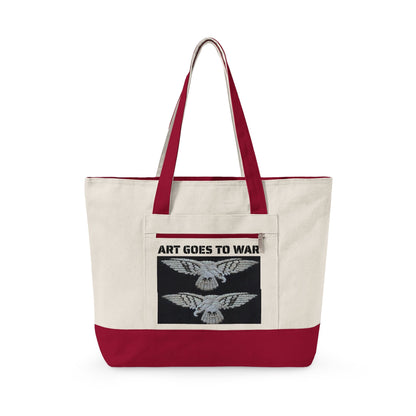 Canvas Tote Bag — "Art Goes to War" Graphic Zippered Tote - Art goes to War