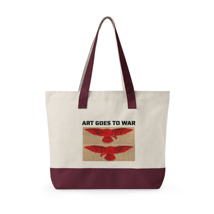 Canvas Tote Bag — "Art Goes to War" Graphic Zippered Tote - Art goes to War