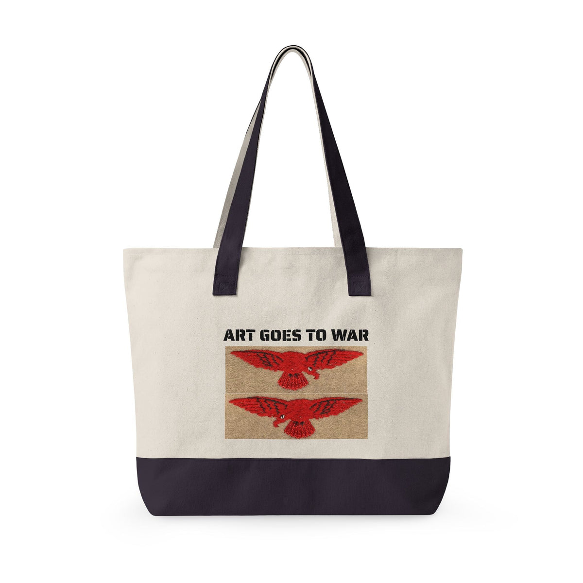 Canvas Tote Bag — "Art Goes to War" Graphic Zippered Tote - Art goes to War