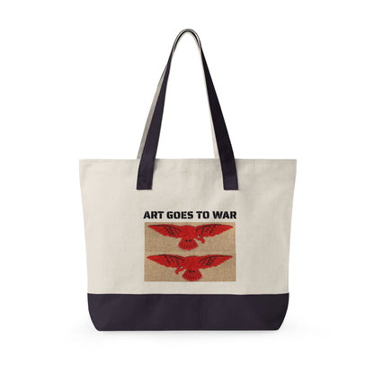 Canvas Tote Bag — "Art Goes to War" Graphic Zippered Tote - Art goes to War