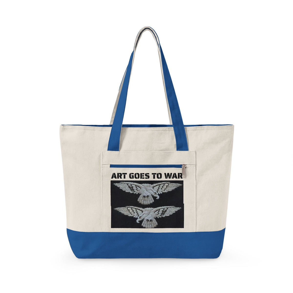 Canvas Tote Bag — "Art Goes to War" Graphic Zippered Tote - Art goes to War