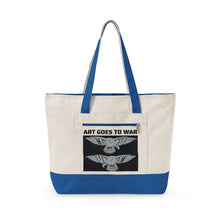 Canvas Tote Bag — "Art Goes to War" Graphic Zippered Tote — product photograph