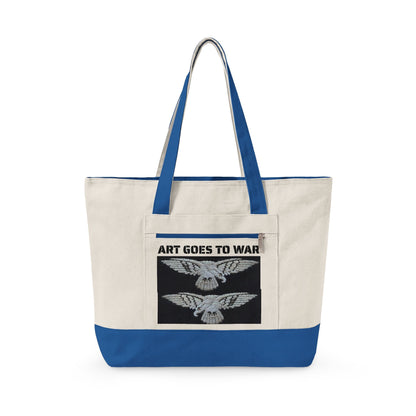 Canvas Tote Bag — "Art Goes to War" Graphic Zippered Tote - Art goes to War